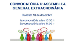 Convocatòria d’Assemblea General extraordinària de socis i sòcies – 13 de desembre de 2025